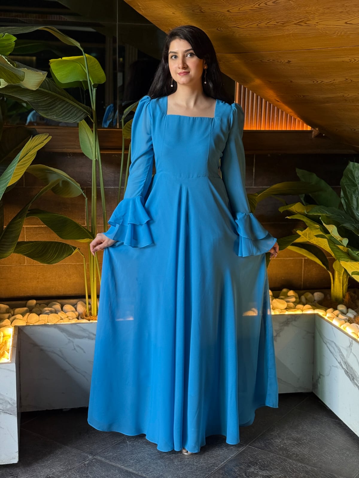 sachin and babi light blue dress One and Only Collective Satin Maxi Dress Olive / M main image 1